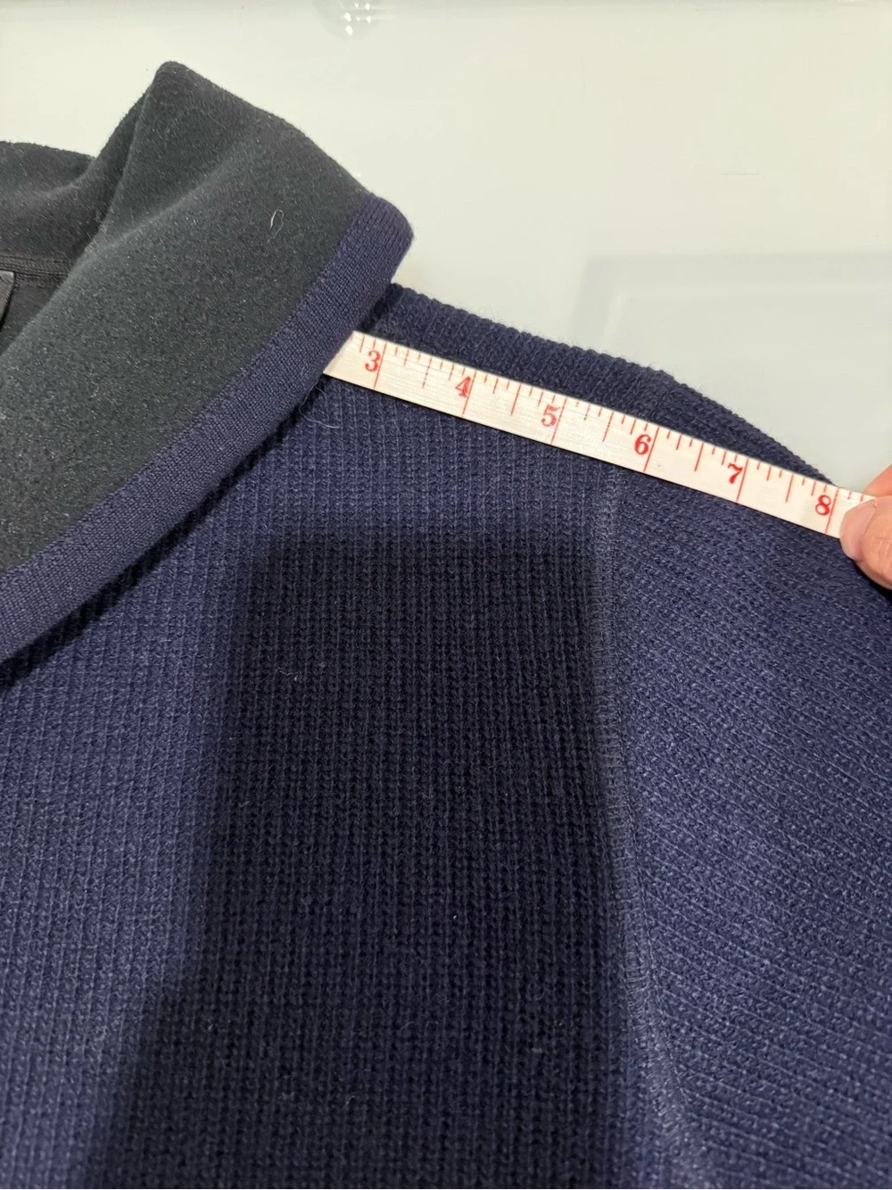 agnès b. Paris Navy Ribbed Wool Blend Shawl Collar Jacket Coat Size 2 - Picture 8 of 8